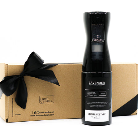 Lavender Linen Spray with packaging by LUMI Candles PH