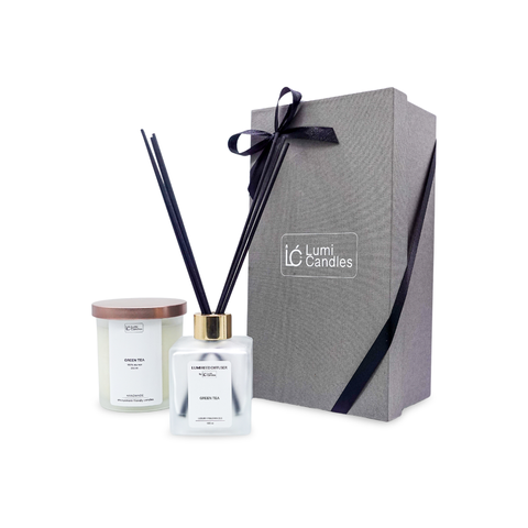 Reed Diffuser & Scented Soy Candle (LUMI) Gift Set Duo Bundle