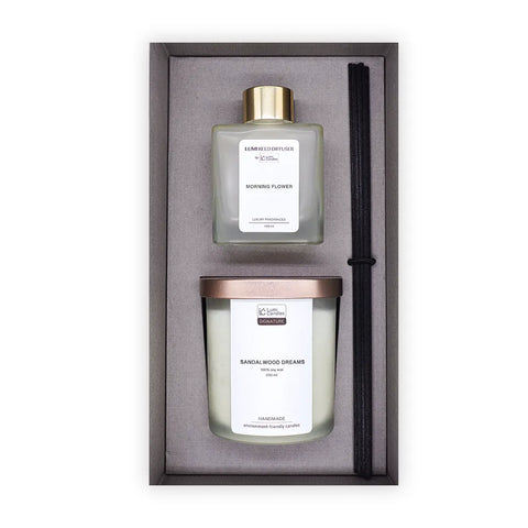 Reed Diffuser & Scented Soy Candle (LUMI) Gift Set Duo Bundle