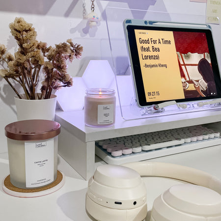 Studying with Cafe Latte LUMI  at 250 ML by LUMI Candles PH