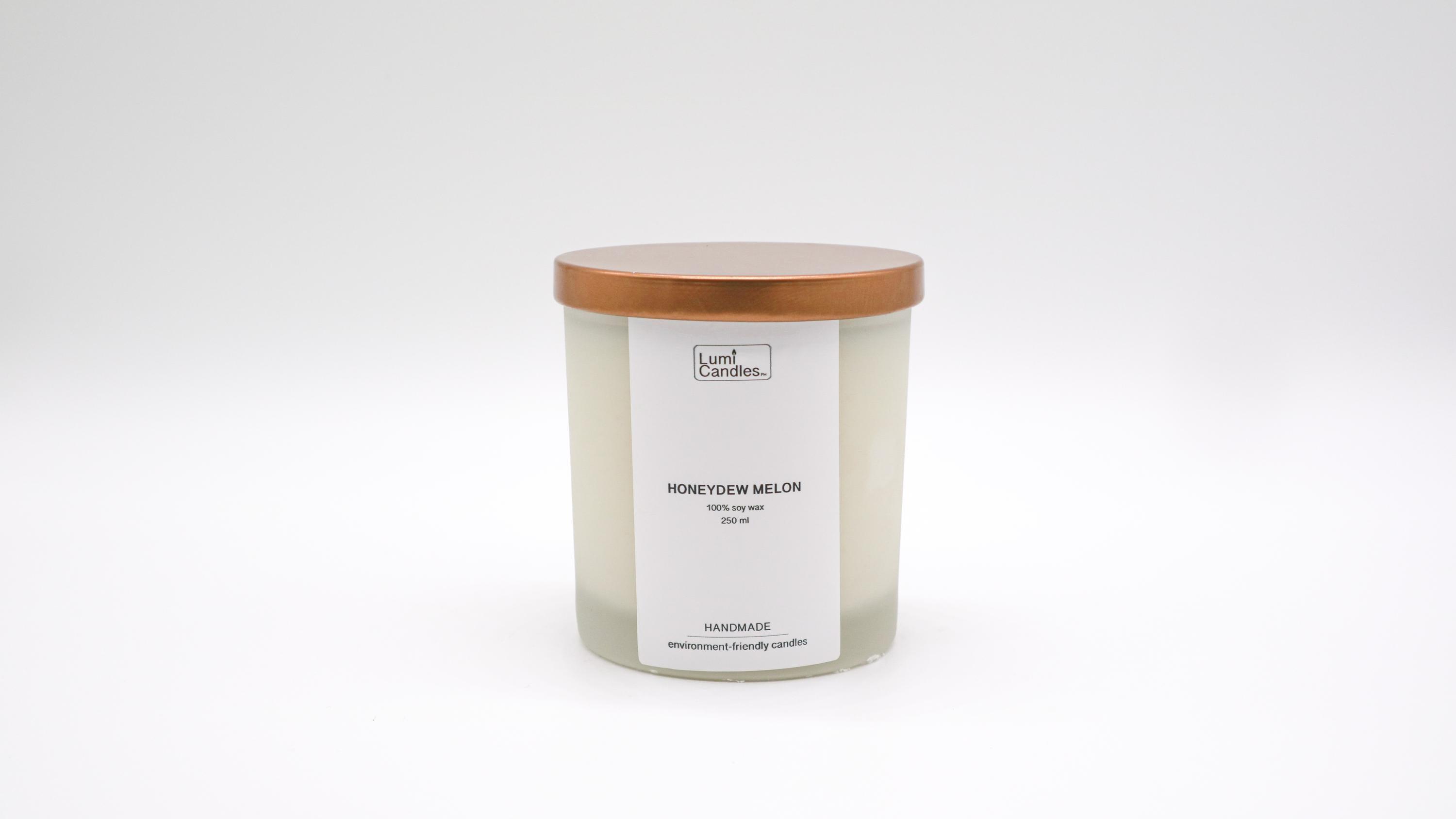 Honeydew Melon LUMI scented candle at 250 ML by LUMI Candles PH