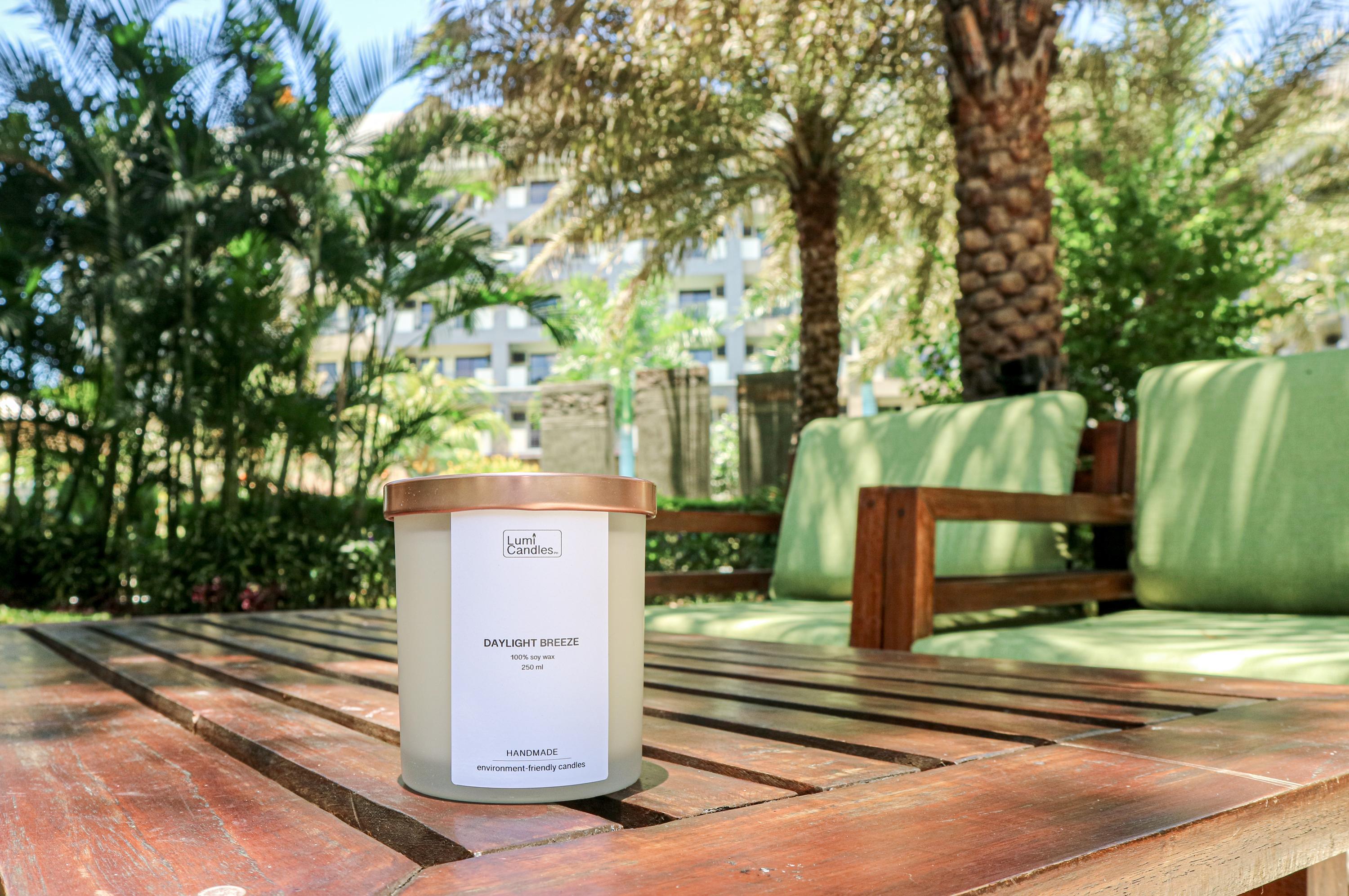 Outdoor Daylight Breeze LUMI scented candle at 250 ML by LUMI Candles PH