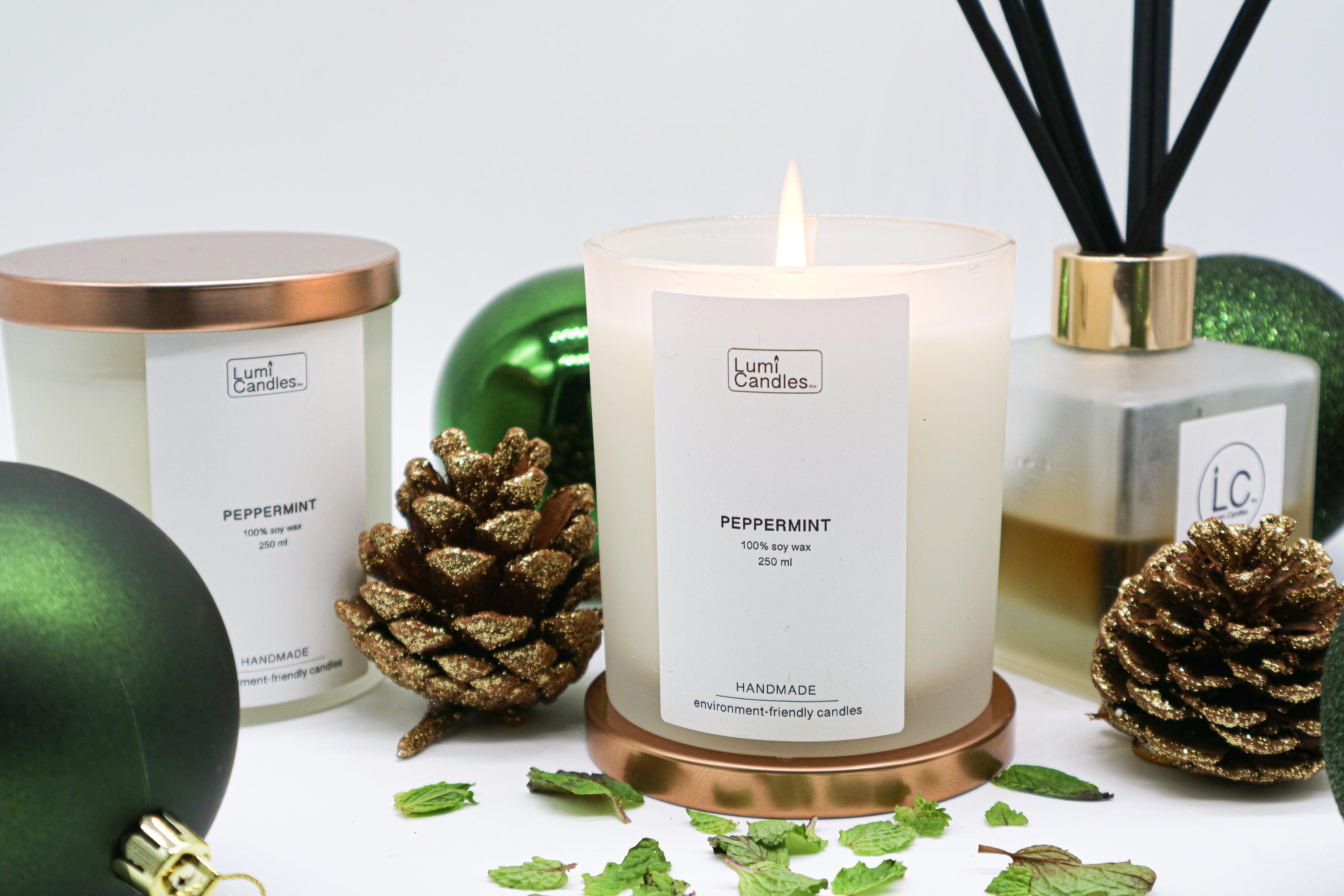 Peppermint Scented Soy Candle (250 ml) - Lumi Candles PH